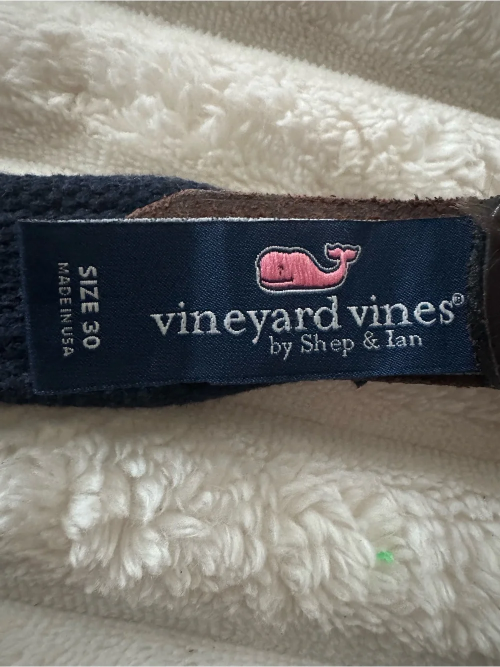 Vineyard Vines Men's Whale Canvas Club Belt Size 30 Navy Blue Preppy